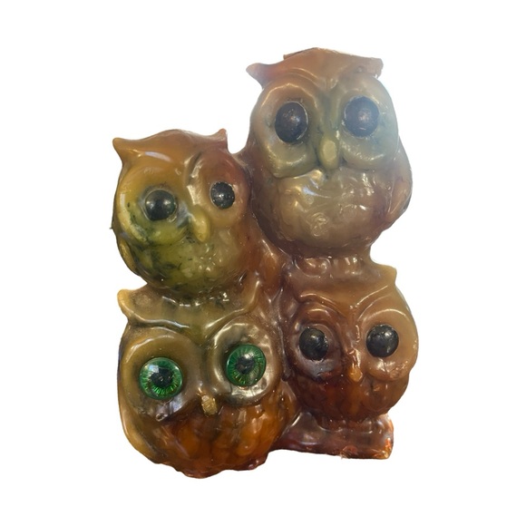 VTG Retro GROOVY 70s Avacodo/Orange Stacked Owl HALLOWEEN Wax Candle - Picture 9 of 9